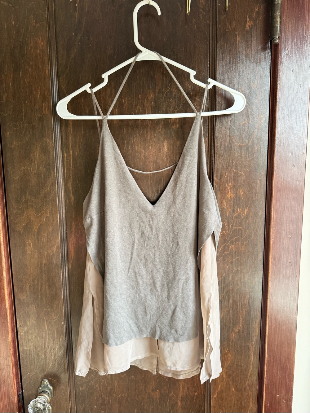Zara Layered V-Neck Cami in Taupe and Beige